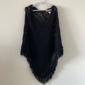 Say What Girls’ Black Crochet Shawl